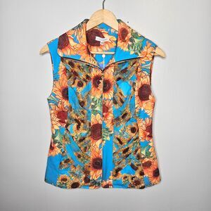 Ala von Auersperg Sunflower Vest XS Lilla Stretch Knit Silk Blend High Neck Zip